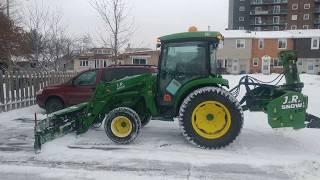 John Deere 4066R Tractor With Metal Pless Snow Plow And Pronovost Snow Blower #johndeere #tractor