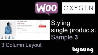 Three column single product layout using Oxygen Builder for WordPress