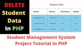 #9 How To Delete Data With Confirmation in PHP | Student Management System Project Tutorial In PHP