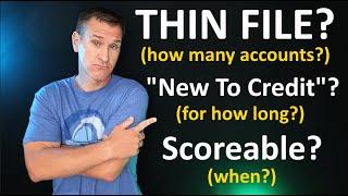 When are you a "THIN FILE" or "New To Credit" or a "Scorable" Credit Score, according to FICO?