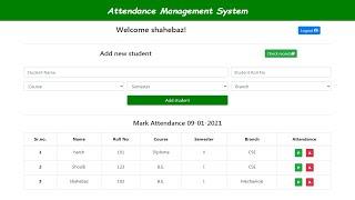 Attendance Management System | Simple PHP Project | Mini Project with Source Code