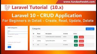 Laravel 10 - CRUD Operation Tutorial for beginners step by step | Complete Laravel 10 CRUD