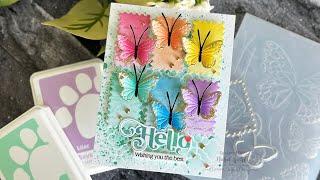 [Make this!] Gilded Rainbow Butterflies Hello Card