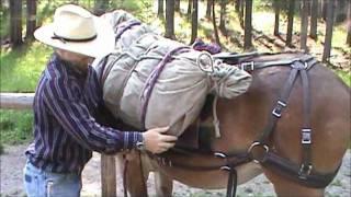 Packing the rear quarters of an elk in a barrel hitch