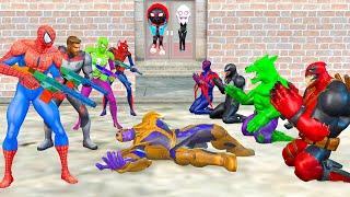 Spiderman Superheroes 4 SpiderMan exchange Thanos vs Deapool Hulk rescue Spiderman |Belee Heroes