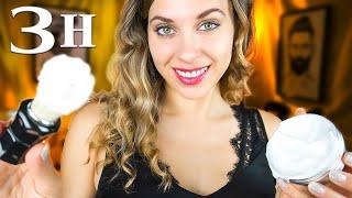 ASMR 3h Sleep Inducing Haircut, Shave, Massage, Brushing, NO TALKING, Rain sounds