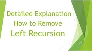 Remove Left Recursion from Grammar | Remove Left Recursion from Grammar in Compiler Design