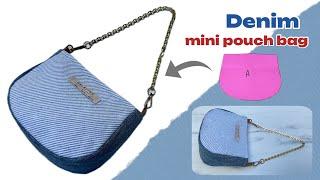 how to sew denim mini pouch bag tutorial from scrap old jeans,diy mini pouch bag ,shoulder bag ideas