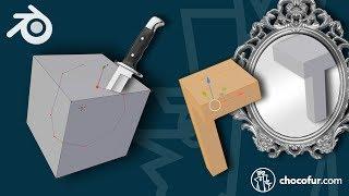 Blender 2.8 Beginner Tutorial PART 18: Knife and Mirror Tools