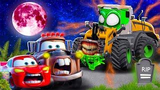 Big & Small:McQueen and Mater VS Big Loader ZOMBIE slime Nightmare Zombie Apocalypse in BeamNG.drive