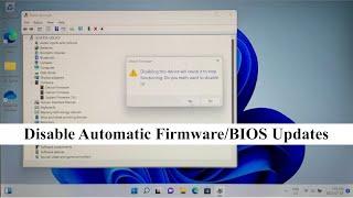 Tutorial: How to Disable Automatic Firmware/BIOS Updates in Windows 11 and in UEFI/BIOS