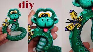 МК Змейка из ваты на ёлочку / Символ 2025 / DIY Cotton snake