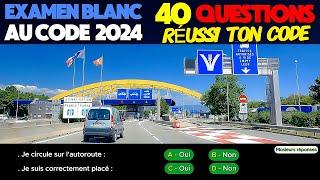 Test au code de la route 2024  - 40 Questions à l'Examen blanc du permis de conduire + Réponses