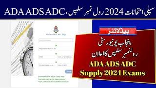 Roll Number Slips of ADA ADA ADC ADP 2024 Supply Exams | Punjab University