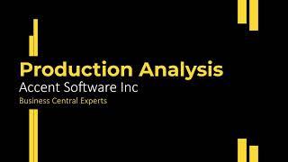 Microsoft Dynamics 365 Business Central - Production Order Analysis