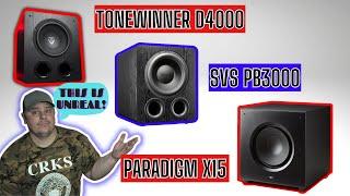 Which Is The OUTPUT CHAMP? Tonewinner D4000 VS SVS PB3000 & Paradigm X15