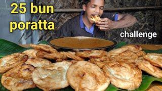 25  bun parotta eating challenge //most famous street food eating with, chicken saalna