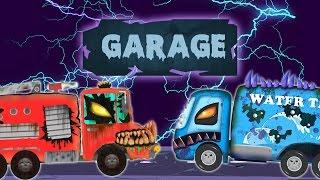 Umi Uzi | car garage | scary water tank & fire truck | Halloween videos for children