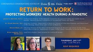 Coronavirus Conversations: Return to Work - Protecting Workers' Health During a Pandemic