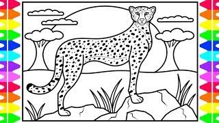 How to Draw a Cheetah for Kids   Cheetah Drawing and Coloring Pages for Kids