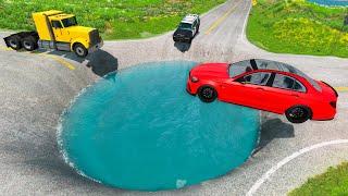 Cars vs Huge Water Potholes #3 - BeamNG.drive Golden