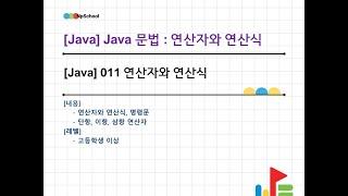  [Java] 011 연산자와 연산식: 변수의 선언과 생성, 연산과 연산식, 연산자 및 우선순위, 단항 연산자, 이항 연산자, 삼항 연산자