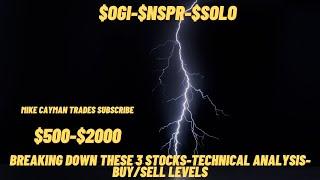 #OGI-#NSPR-#SOLO-$500-$2000-Technical Analysis-Buy/Sell Levels