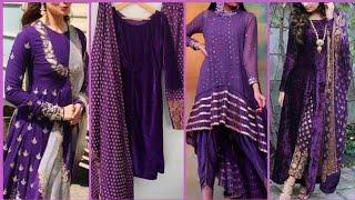 letest plain/printed designes in purple colour| purple colour dress designes| pakistan dress