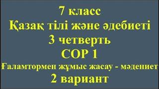 7 класс Қазақ тілі және әдебиет 3 четверть СОР 1 Ғаламтормен дұрыс жұмыс жасау мәдениет 2 вариант