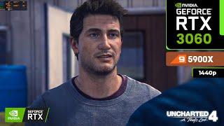 Uncharted 4: A Thief's End: RTX 3060 12 GB + Ryzen 9 5900X (1440p Ultra DLSS On/Off)