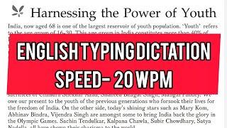 @20wpm English dictation || Harnessing the Power of Youth || english dictation for beginners part- 1