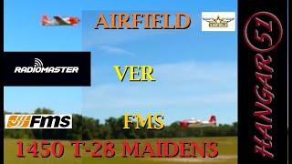 T-28 FMS 1400MM VER AIRFIELD 1450MM UNBOXING AND BUILD 4S SERVO GEAR DOORS VER MECHANICAL / MAIDENS