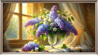 Ethereal Lilacs & Jasmine | Spring Flowers Still Life by Sunlit Window |4K Frame TV Art Screensaver