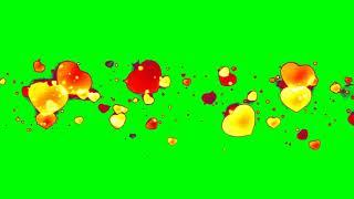 Heart falling sparkles lighting effects animation green screen video