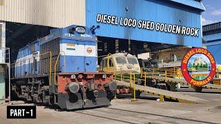 DIESEL LOCO SHED GOLDEN ROCK PONMALAI || PHOTOS & VIDEOS PART-1