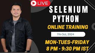 Live Selenium Online Training With Python With Framework and Interview Preparation - 7th Oct 2024