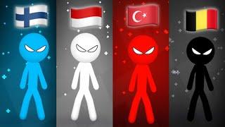 Indonesia vs Finland vs Turkey vs Belgium in the game Stickman Party | INTERNATIONAL GAMES ️