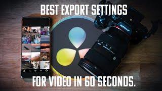 Best Quality Export Settings for Instagram in 60 seconds. Davinci Resolve 16 and 17.