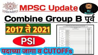 MPSC PSI Preliminary Exam Post Or Cutoffs 2017 To 2021 | Mpsc Cutoff Last Five Years