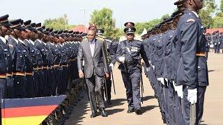 President Uhuru Kenyatta at a passing out parade at the Kenya Police Training College in Kiganjo