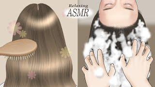 [ ASMR ] 소리에 집중하세요!  헤어 케어 애니메이션 / Relaxing Shampoo & Hair Wash / Brushing / animation