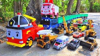 Mobil Truk Tronton Panjang Penuh Mainan Mobil Mobilan Excavator, Bulldozer, Truk Molen, Loader, Tayo