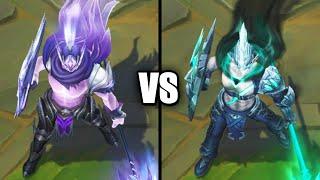 Ashen Knight Pantheon VS Ruined Pantheon Skins Comparison (League of Legends)