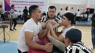 UZBEKISTAN Armwrestling chempionship.  Senior mens 75 kg left arm