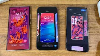 Samsung OneUI 6.1 vs Apple iOS 17 vs Xiaomi HyperOS - LockScreen Customisation