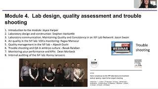 Certificate in Clinical Embryology module on Lab design, quality assessment and trouble shooting