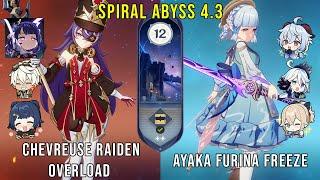 C0 Chevreuse Raiden Overload and C0 Ayaka Furina Freeze - Genshin Impact Abyss 4.3 - Floor 12