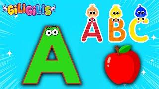 A For Apple | ABC Song | Learn ABC Phonics Shapes Numbers Colors | Learning Alphabet with Giligilis