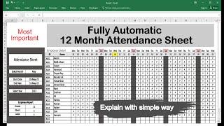 Fully Automatic Attendance Sheet in Excel