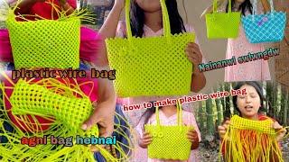 how to make plastic wire bag ll plastic bag kou mabadi hebw naidw ll plastic wire hand bag kodai ️